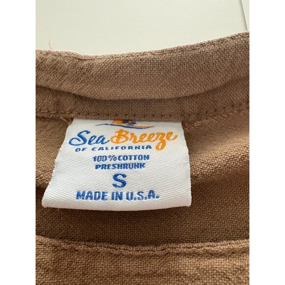Sea Breeze California Top Women S Brown Cotton Gauze Boho Artsy Boxy Relaxed Pkt - Picture 6 of 15